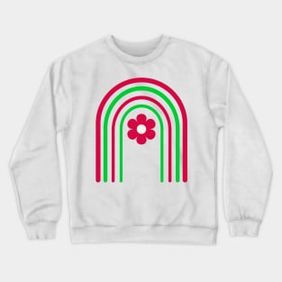 Groovy Flower on Red and Green Christmas Rainbow Crewneck Sweatshirt